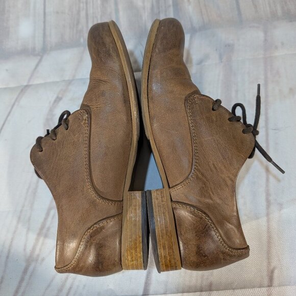 John Fluevog Distressed Brown Leather Lace-Up Oxford Shoes Women's Size 7 - Picture 9 of 10